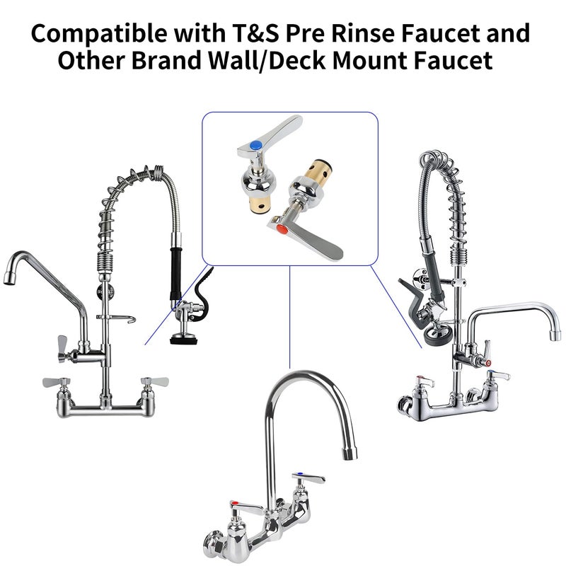 KWODE Replacement Brass Hydraulic Control Spindle Assembly Cartridge Faucet Valve for Bathroom Kitchen Wall Mount Commercial Faucet (1 Pair Hot & Cold) - Image 2